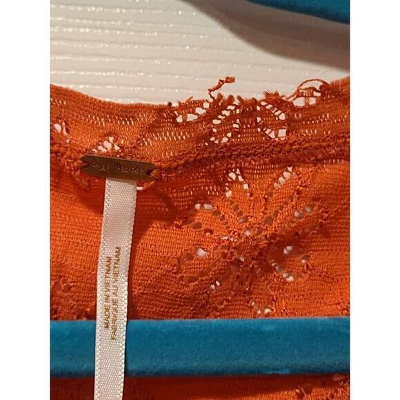 Free People Womens Daisy Godet Lace Mini Dress Red Coral Floral Boho | S | EUC - Picture 10 of 12